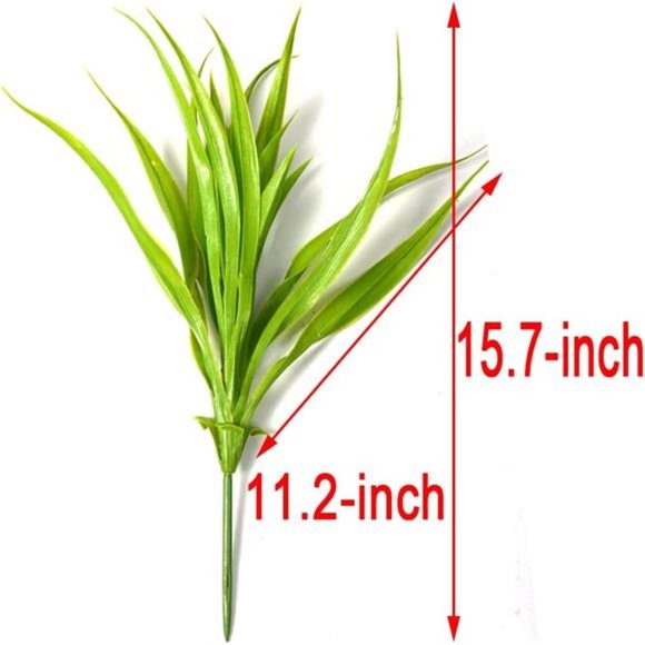 8pcs Artificial Grass Plants Faux Fake Grasses Plastic Plant Greenery (Green) - Picture 6 of 7
